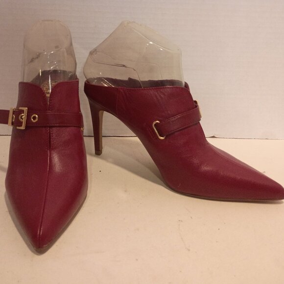 VINCE CAMUTO VP-Maskelynn Sz 7.5US/39EU Maroon Leather Pointy Toe High Heel Mule - Picture 3 of 14